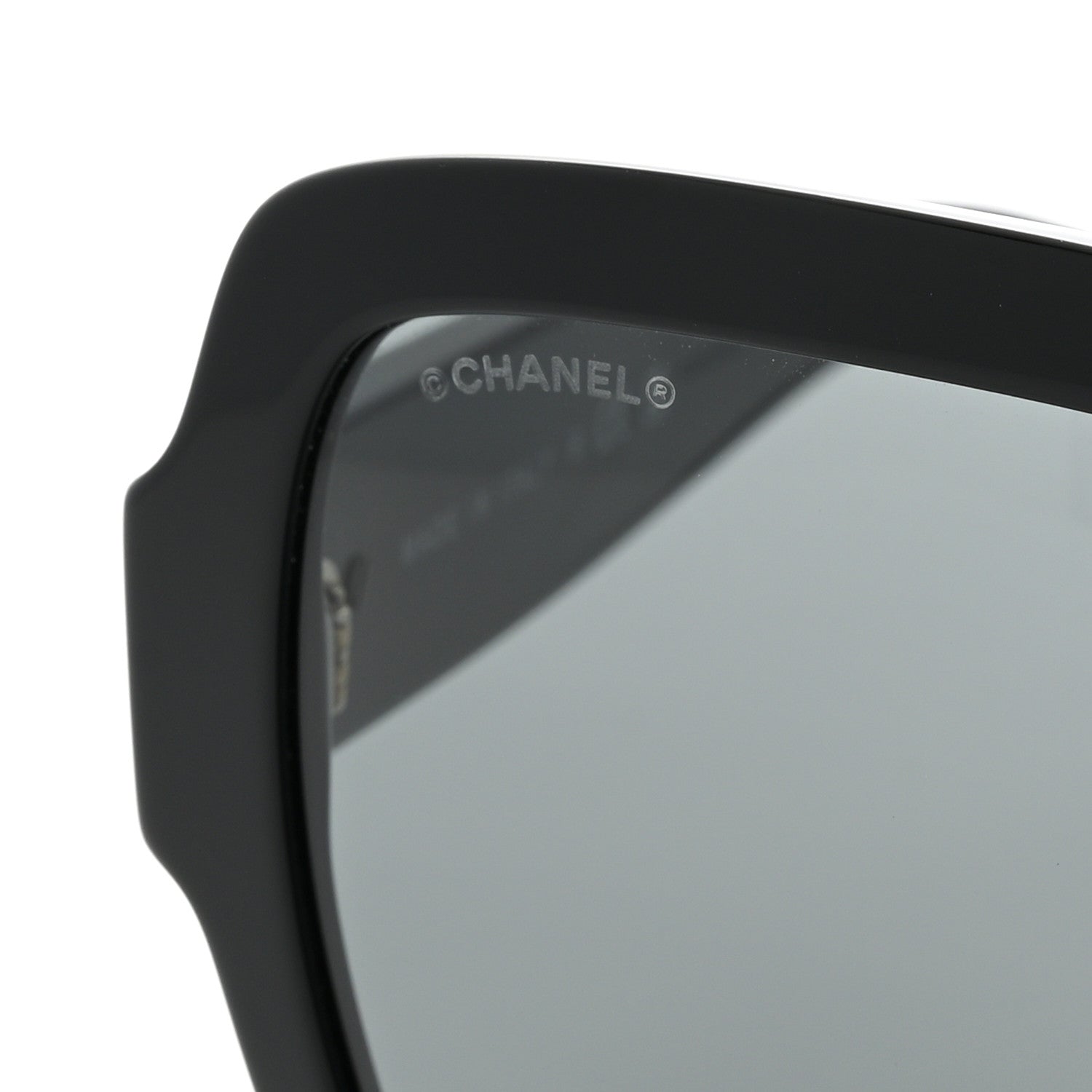 Chanel Acetate Charms Pearl Square Sunglasses 5479-A Black Gold
