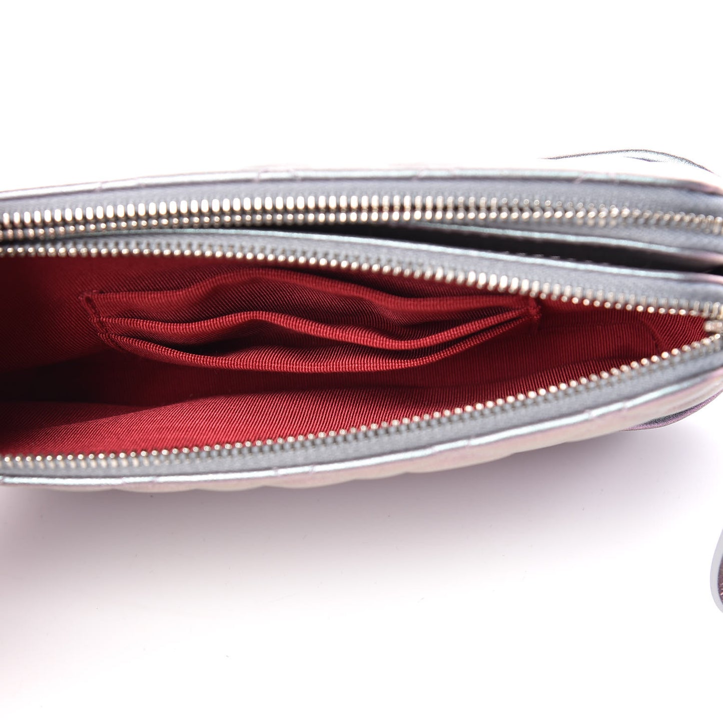 Iridescent Lambskin Calfskin Quilted Small Gabrielle Clutch With Chain Light Purple