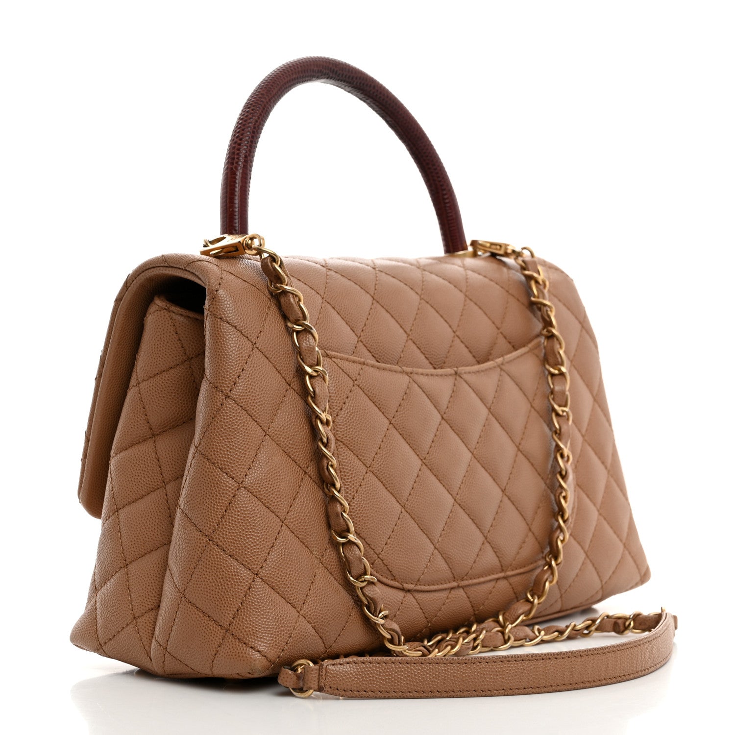 Chanel Caviar Lizard Embossed Quilted Small Coco Handle Flap Beige 3 of 17