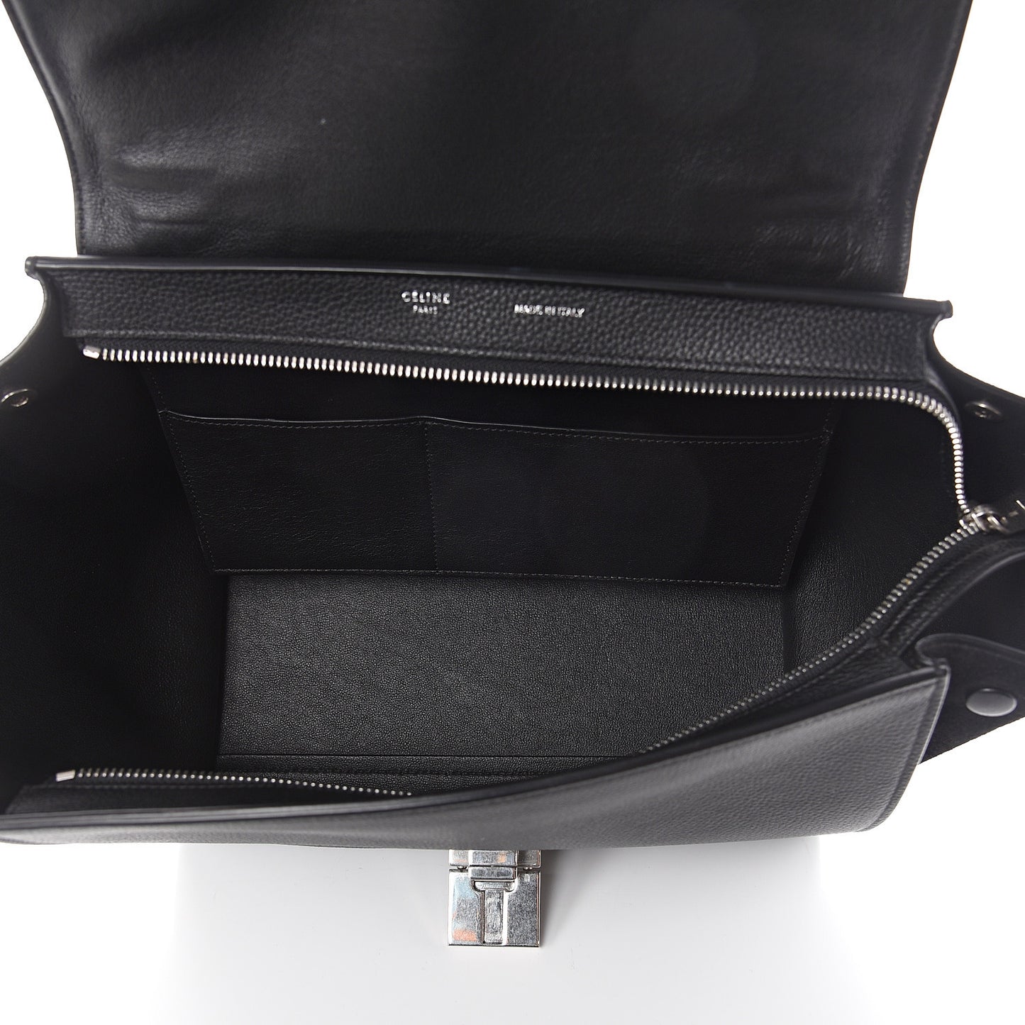 Drummed Calfskin Suede Small Trapeze Black