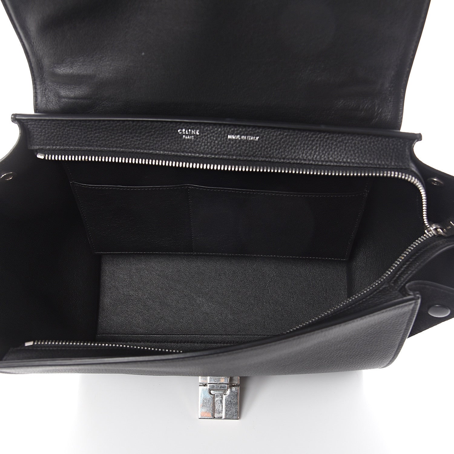 Celine Drummed Calfskin Suede Small Trapeze Black 4 of 7