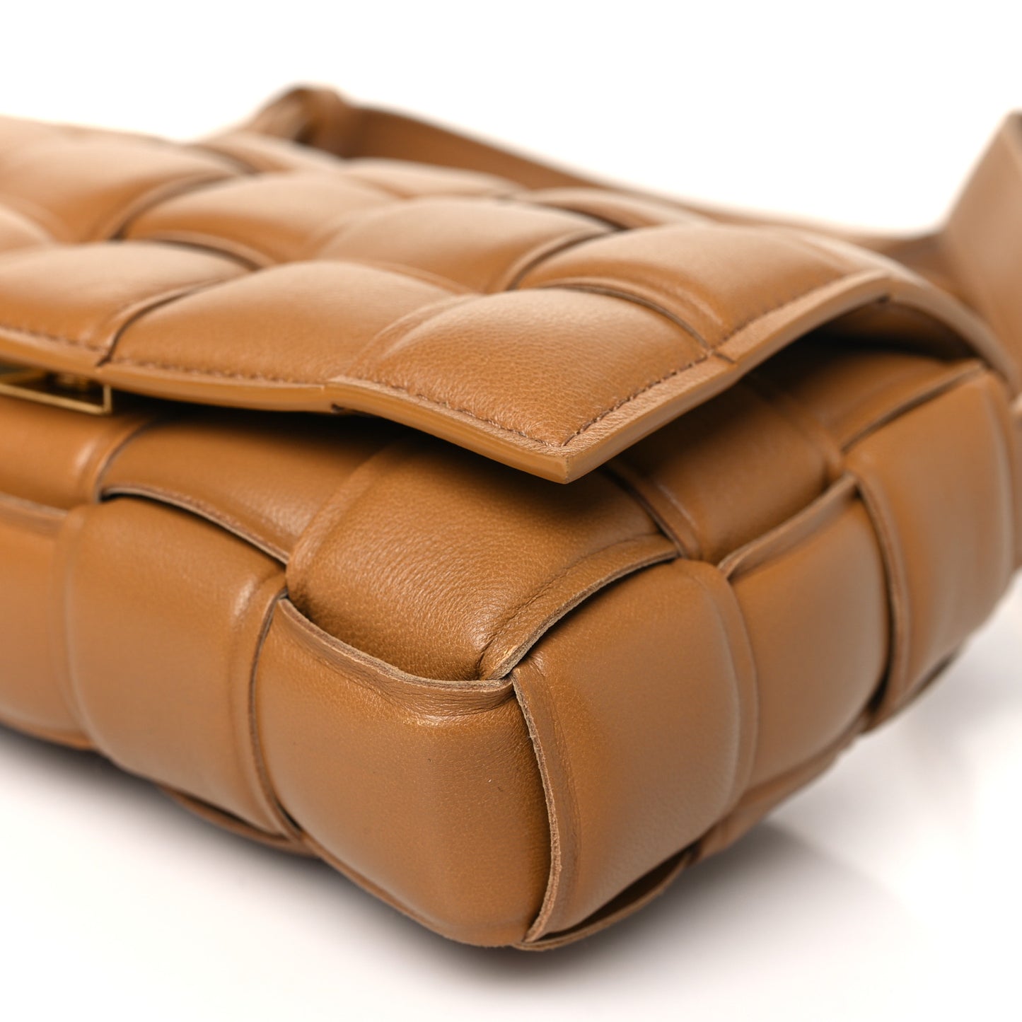 Nappa Maxi Intreccio Small Padded Cassette Crossbody Bag Camel