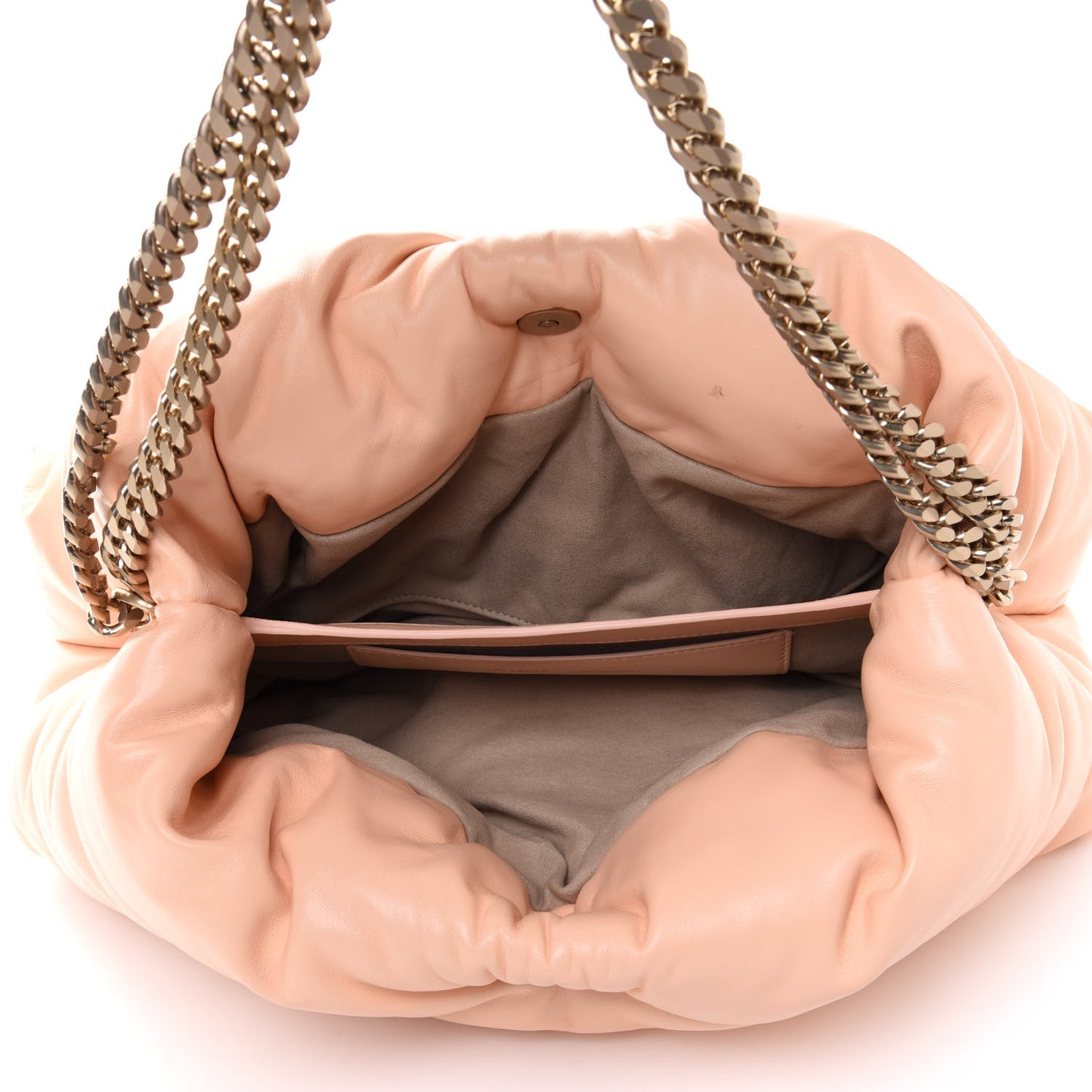 Lambskin Puffy Tobo Chain Shoulder Bag Pink