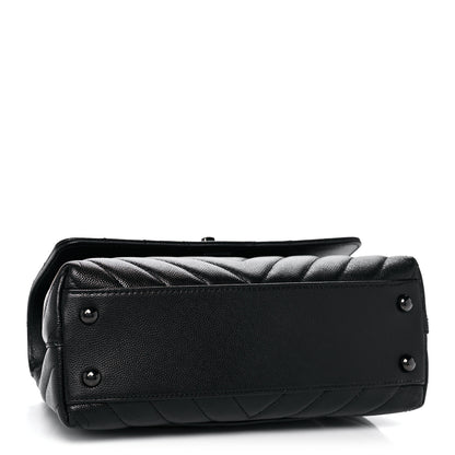 Chanel Caviar Chevron Quilted Mini Coco Handle Flap So Black 4 of 14