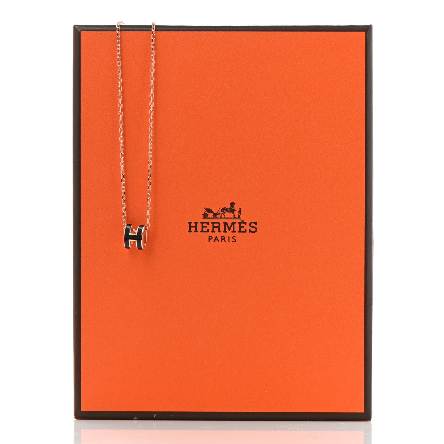Hermes Lacquered Rose Gold Mini Pop H Pendant Necklace Black 7 of 7