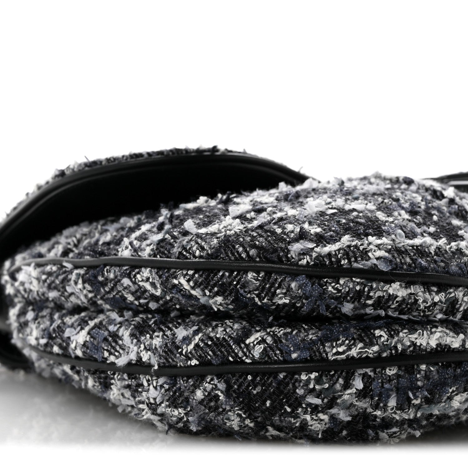 Christian Dior Tweed Saddle Bag Black Silver 9 of 15