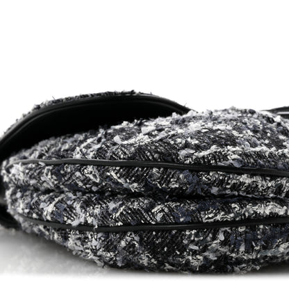 Christian Dior Tweed Saddle Bag Black Silver 9 of 15