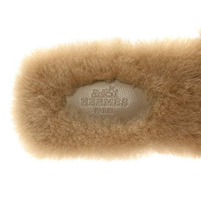 Hermes Woolskin Oran Sandals 38.5 Beige Argile 8 of 9
