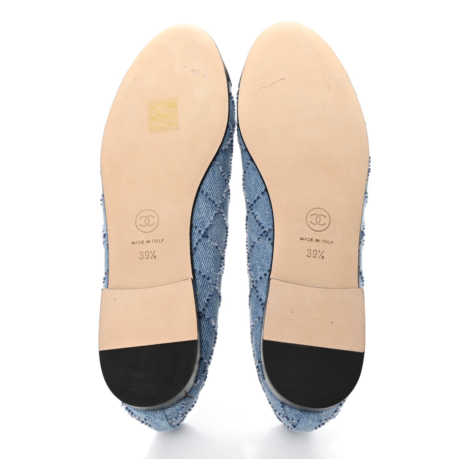 Chanel Denim Quilted Grosgrain Cap Toe Ballerina Flats 39.5 Dark Blue Black 7 of 8