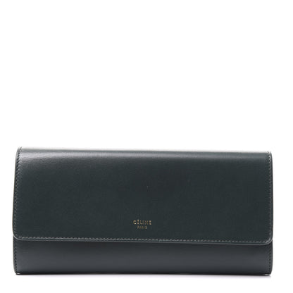 Celine Lambskin Large Flap Wallet Emerald 1 of 10