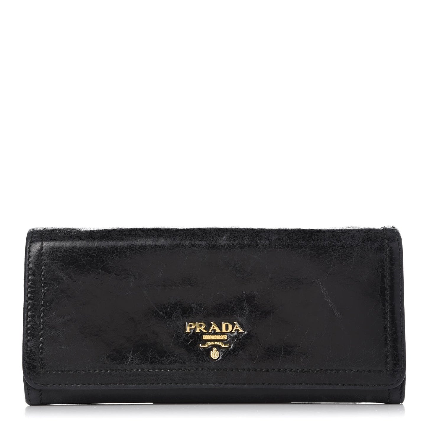 Vitello Shine Zip Flap Wallet Black