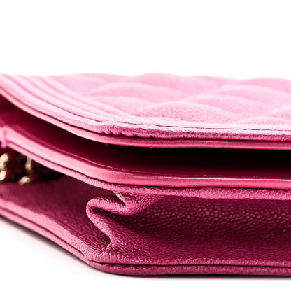 Chanel Caviar Quilted Boy Wallet On Chain WOC Fuchsia 10 of 12