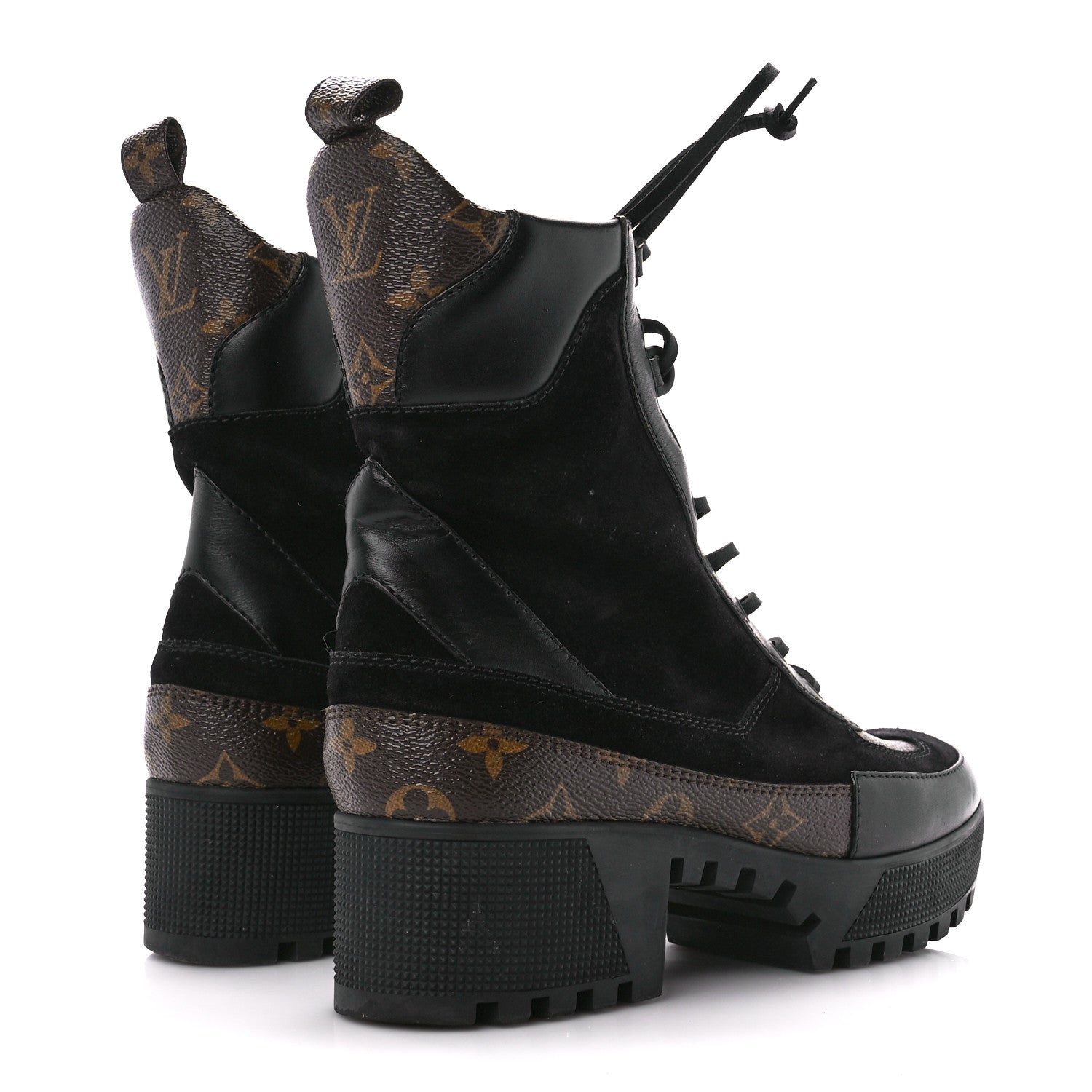 Louis Vuitton Suede Calfskin Monogram Laureate Platform Desert Boots 40 Black 4 of 8