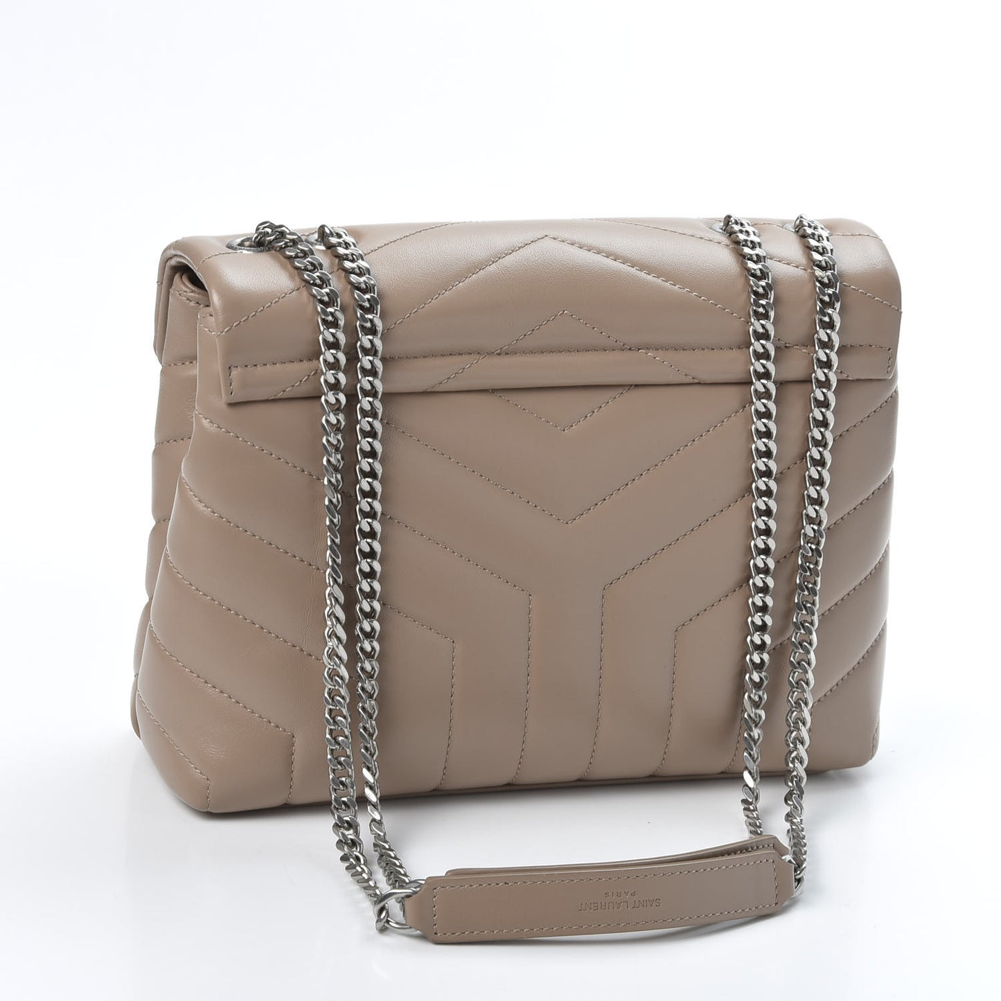 Calfskin Y Quilted Monogram Small Loulou Chain Satchel Dark Beige