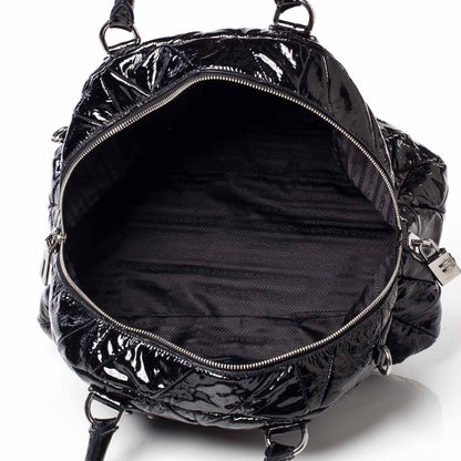 Prada Vernice Chevron Dome Satchel Black 10 of 11
