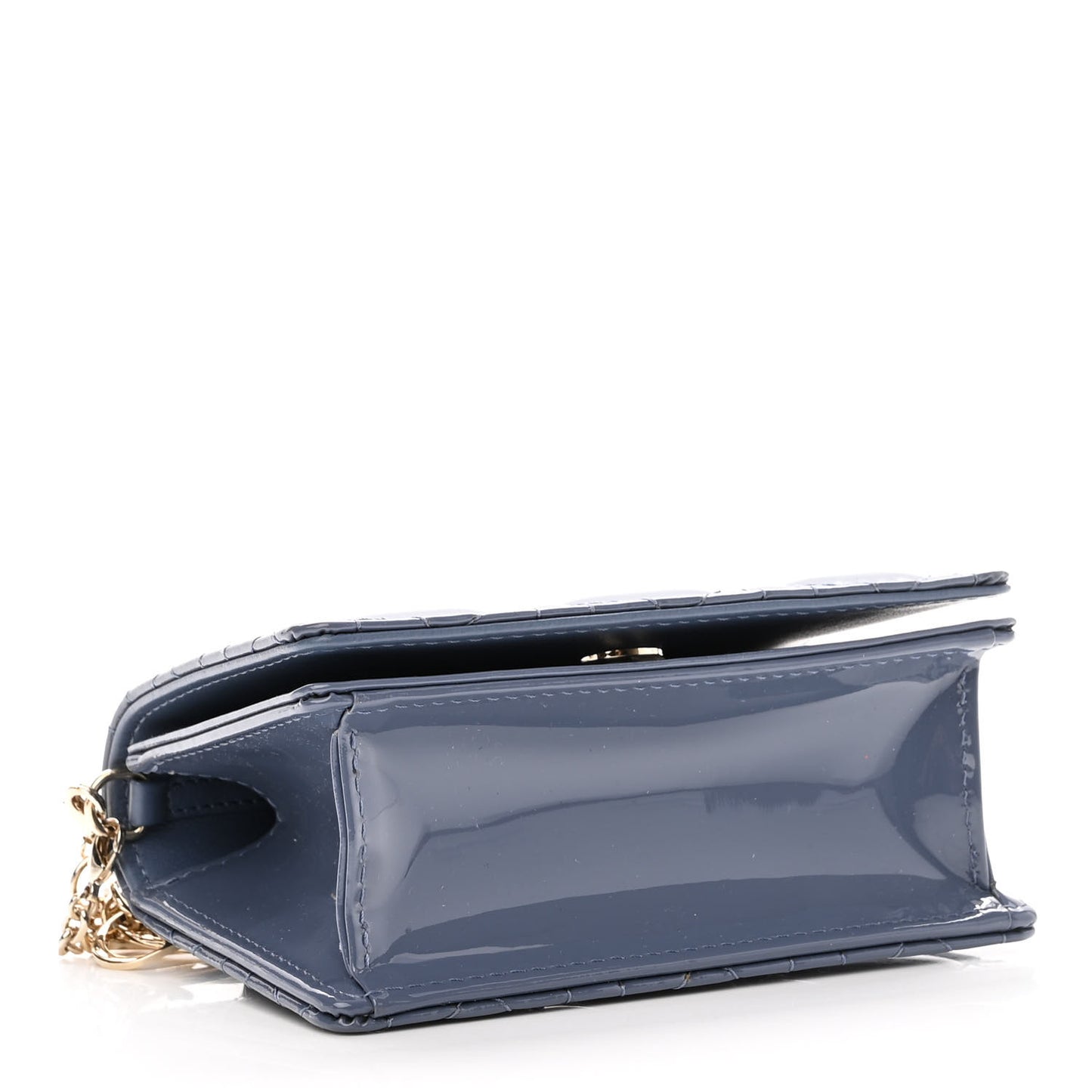 Patent Cannage Nano Lady Dior Pouch Cloud Blue