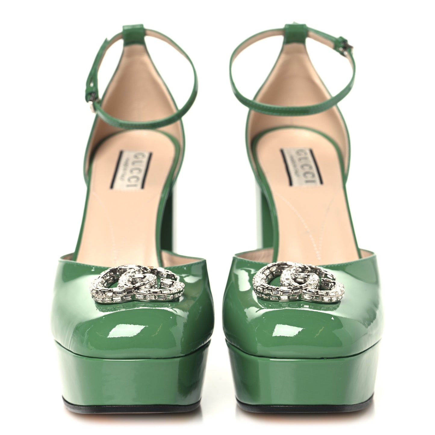Patent Crystal Double G Platform Pumps 38.5 New Shamarock