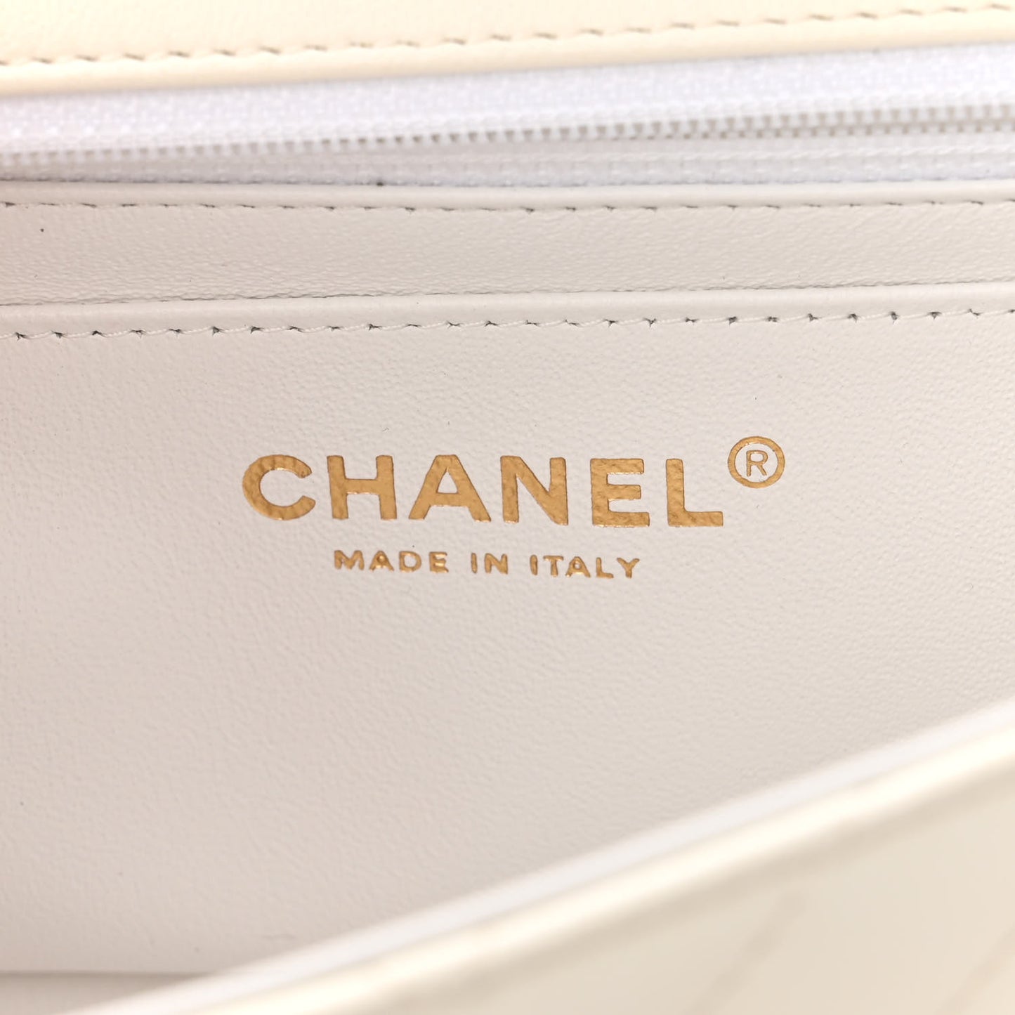 Lambskin Chevron Quilted Mini Rectangular Flap White