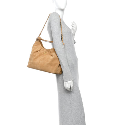 Chanel Suede Calfskin Lambskin Quilted Maxi Hobo Light Brown 2 of 11