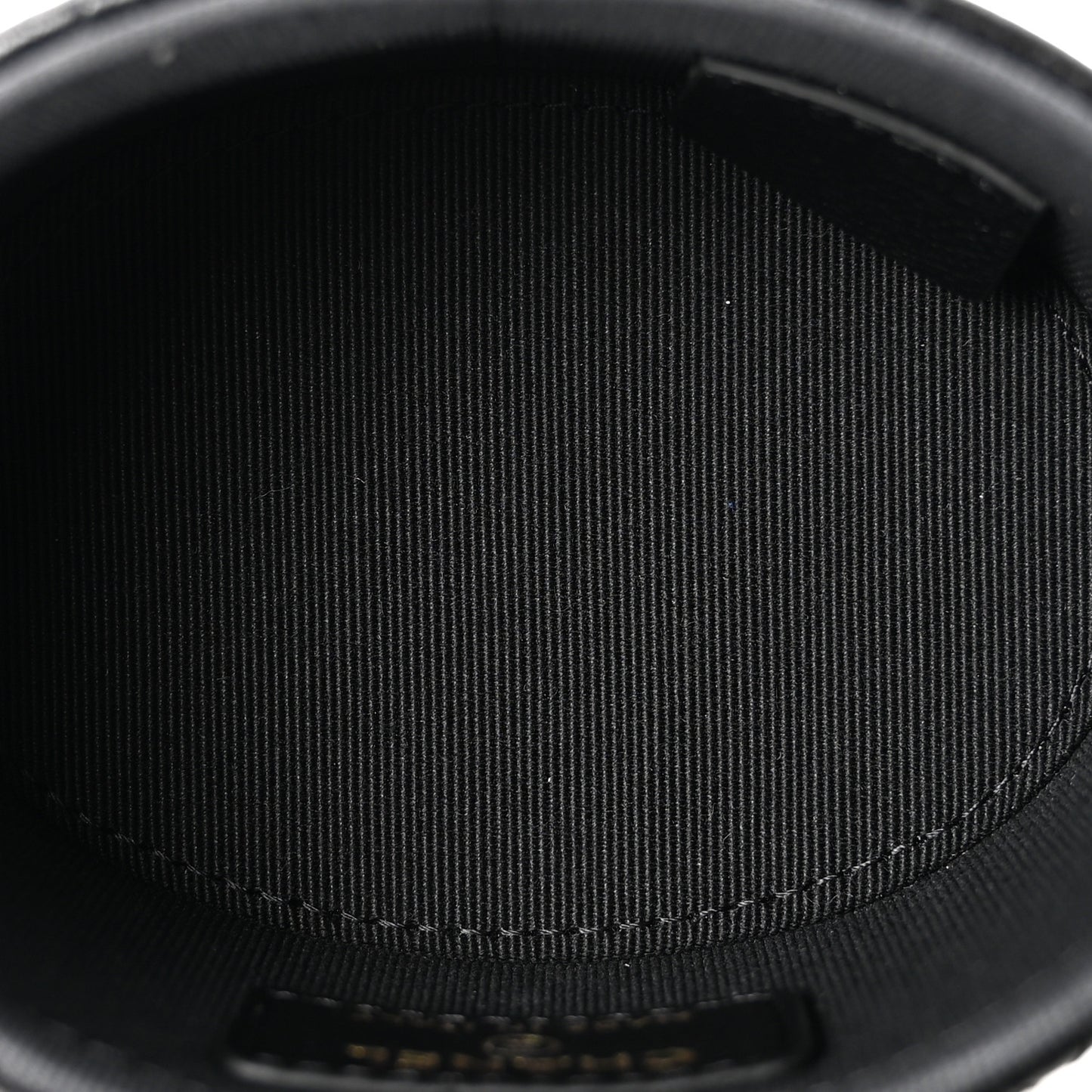 Lambskin Quilted Mini Round Vanity Case With Chain Black