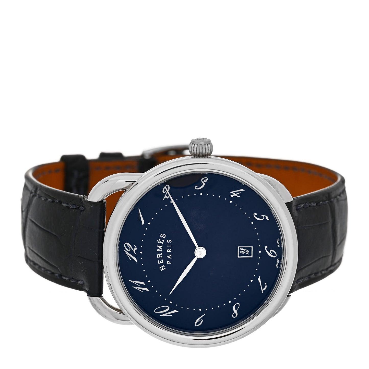 Stainless Steel Alligator 40mm Arceau Quartz Watch Bleu Abysse