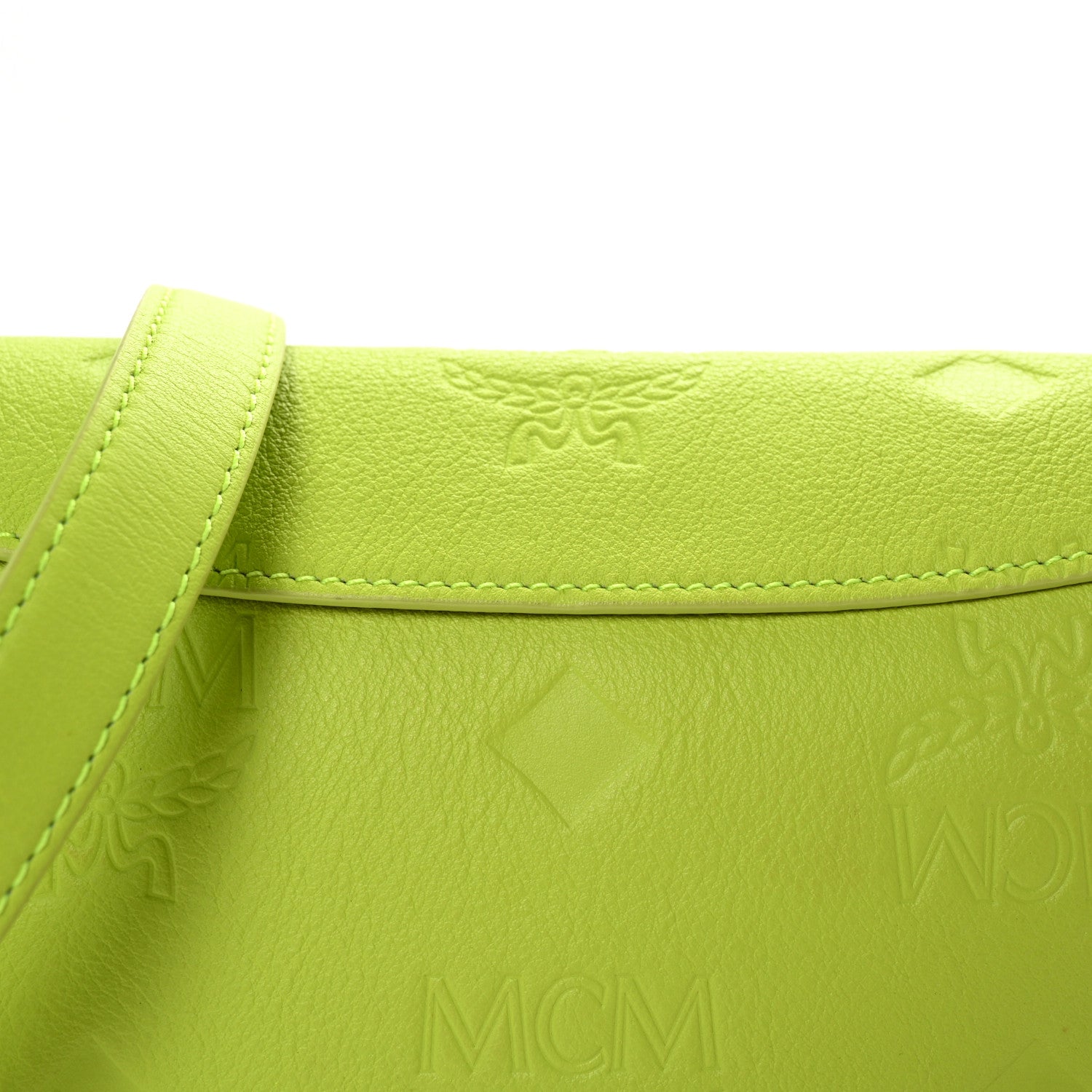 MCM Calfskin Ottomar Small Aren Flap Hobo Acid Green 7 of 9