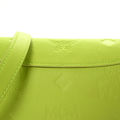 MCM Calfskin Ottomar Small Aren Flap Hobo Acid Green 7 of 9