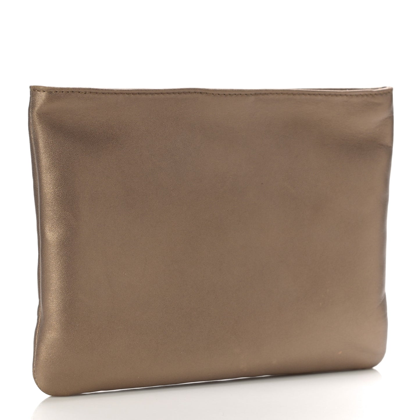 Metallic Lambskin Cosmetic Pouch Gold