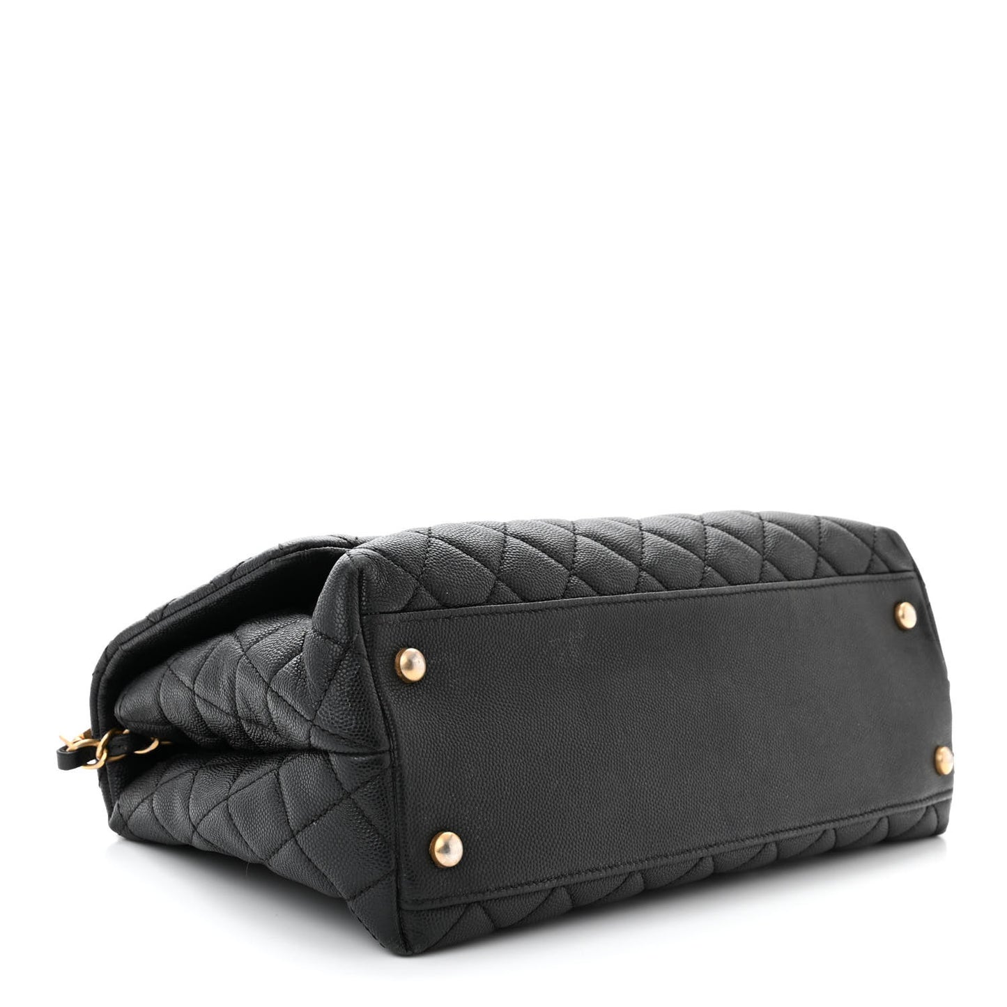 Caviar Elaphe Quilted Small Coco Handle Flap Black