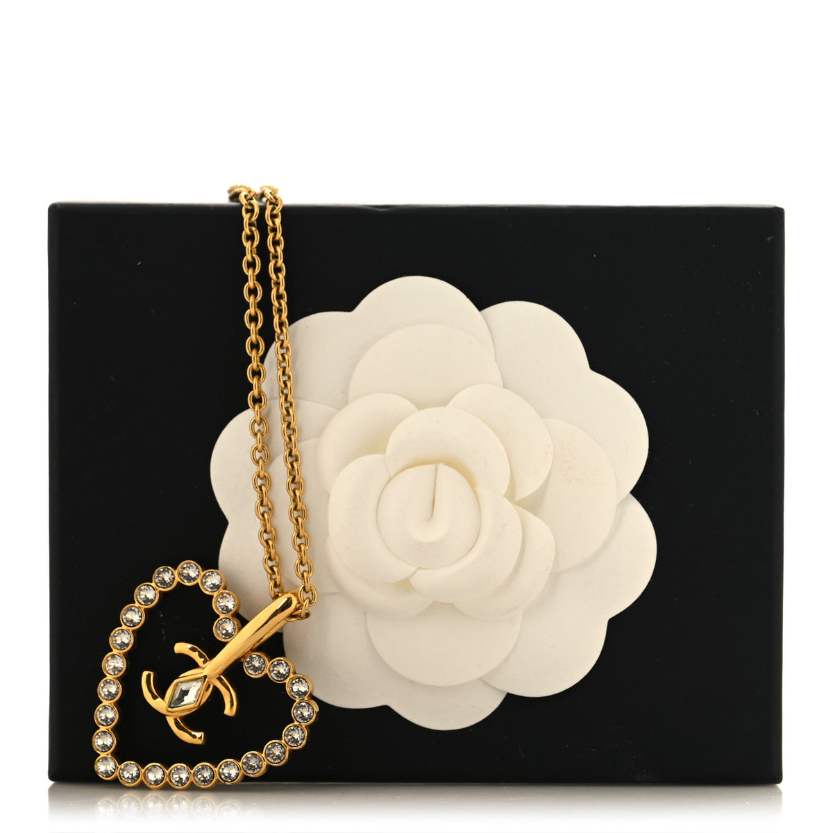 Crystal CC Heart Necklace Gold