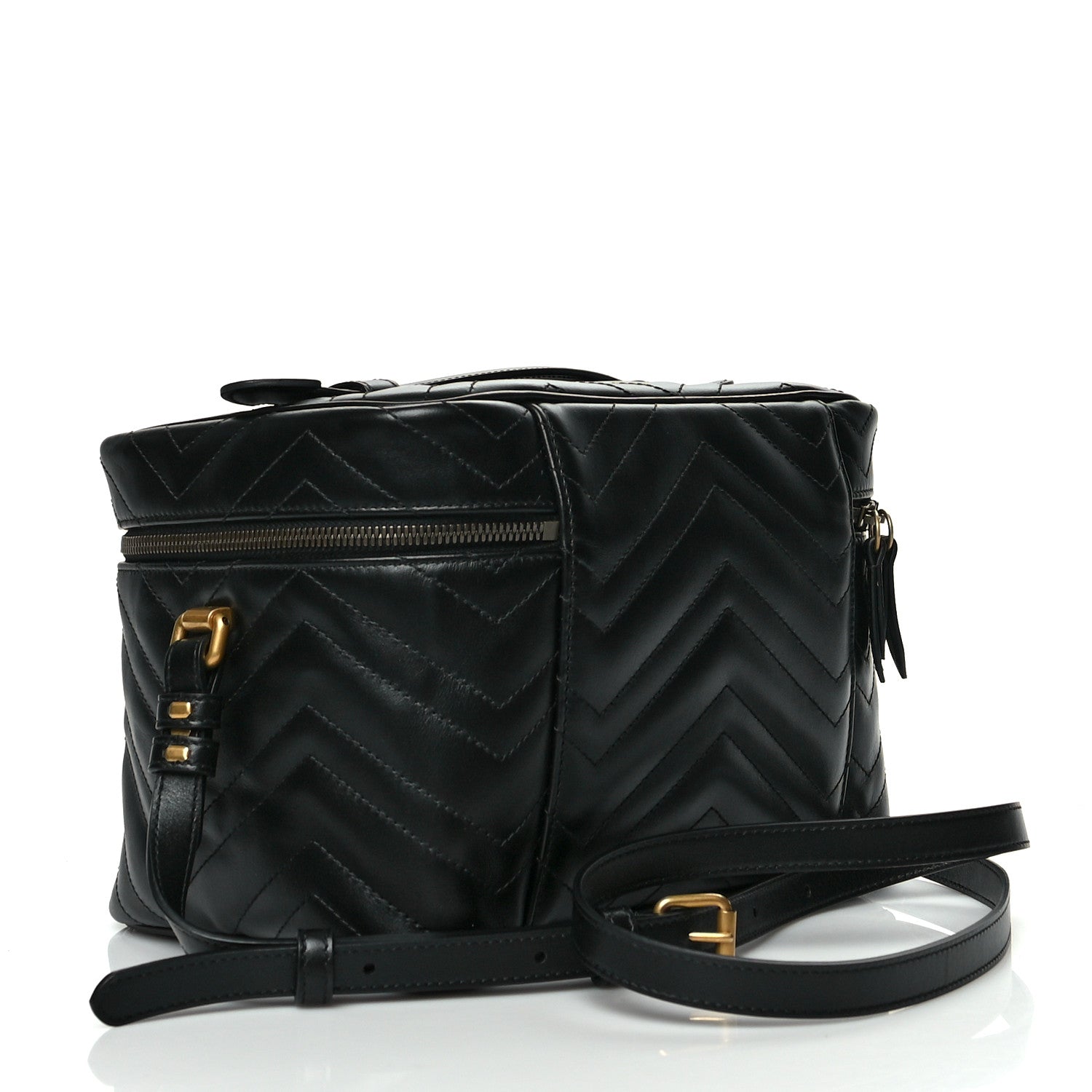 Gucci Calfskin Matelasse Large GG Marmont Vanity Cosmetic Case Black 2 of 12
