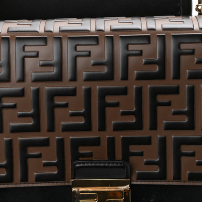 Fendi Vitello Liberty Bi-Color FF 1974 Embossed Chain Strap Kan U Shoulder Bag Black Maya 10 of 10