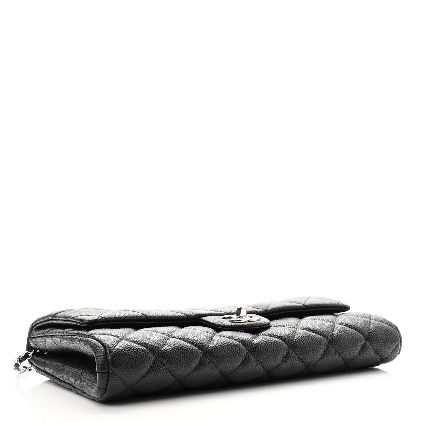 Caviar Quilted Clutch With Chain Flap Black
