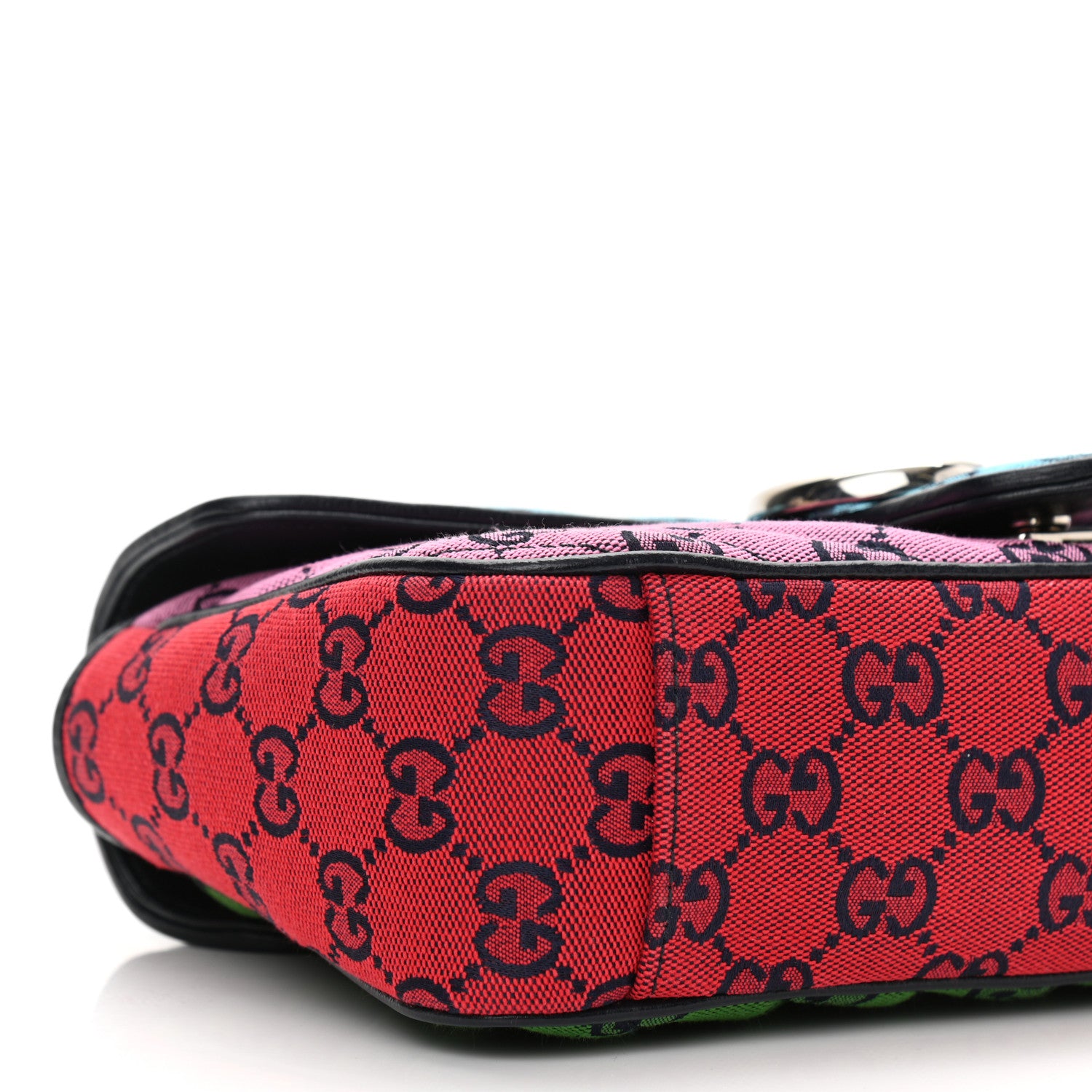 Gucci Monogram Multicolor Matelasse Diagonal Small GG Marmont Shoulder Bag Light Blue Pink Blue Green Red 3 of 11