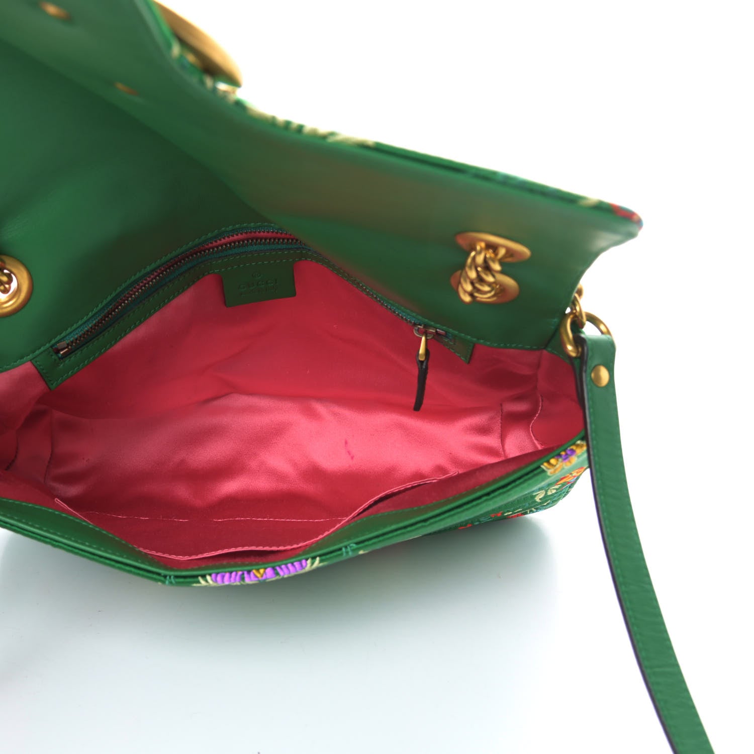 Gucci Jacquard Matelasse Floral Medium GG Marmont Shoulder Bag Green 5 of 13