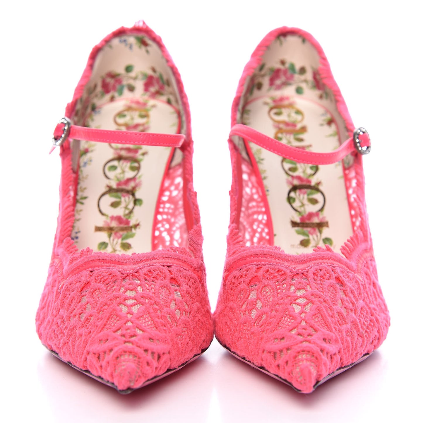 Lace Pizzo Venice Pumps 39.5 Fuxia Fluo Mystic White