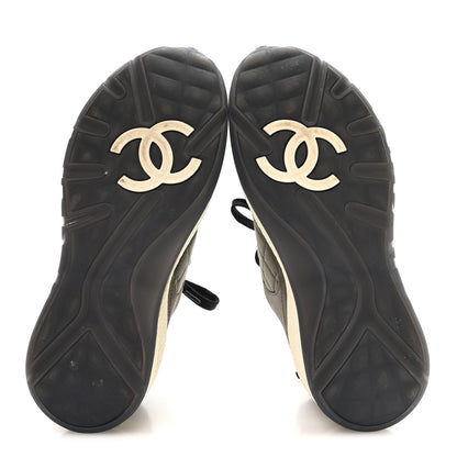 Chanel Tweed Suede Calfskin Grained Calfskin Womens CC Sneakers 40 40 Grey Black Multicolor 6 of 10