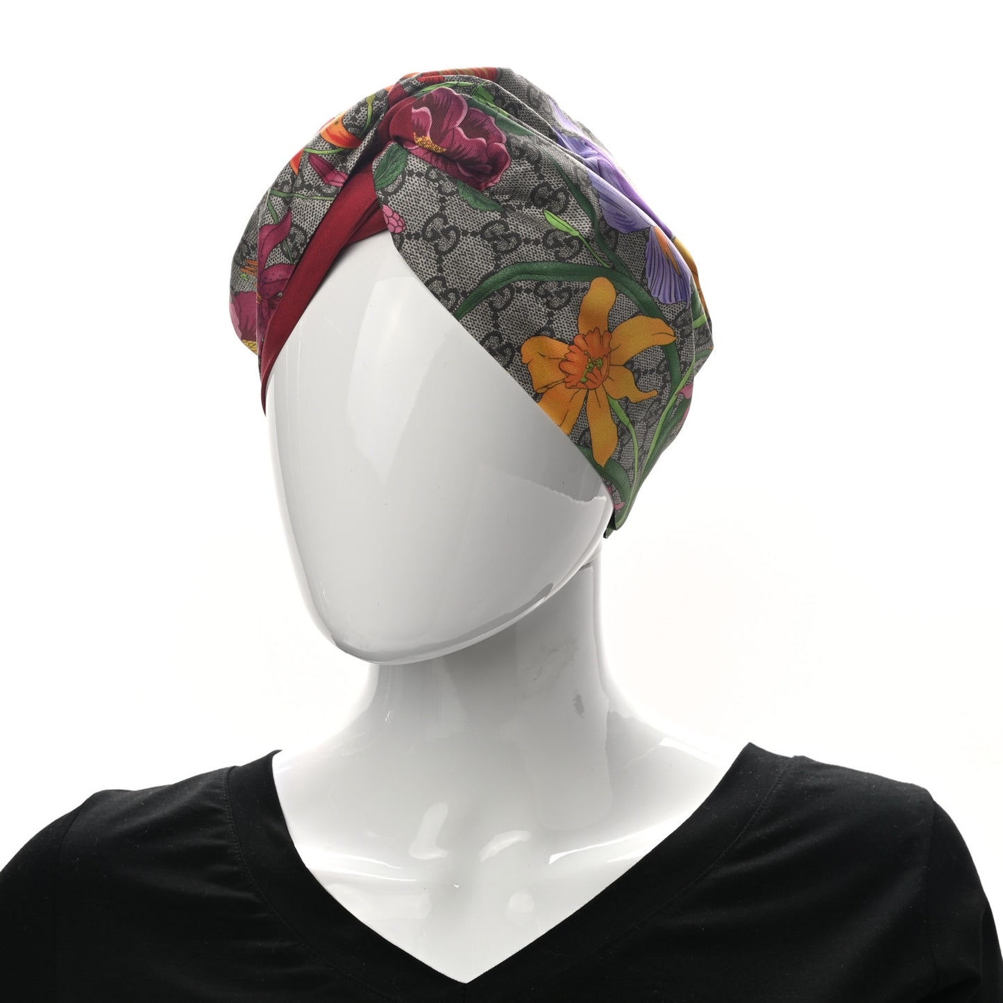 Silk Monogram Flora Print Headband M Red