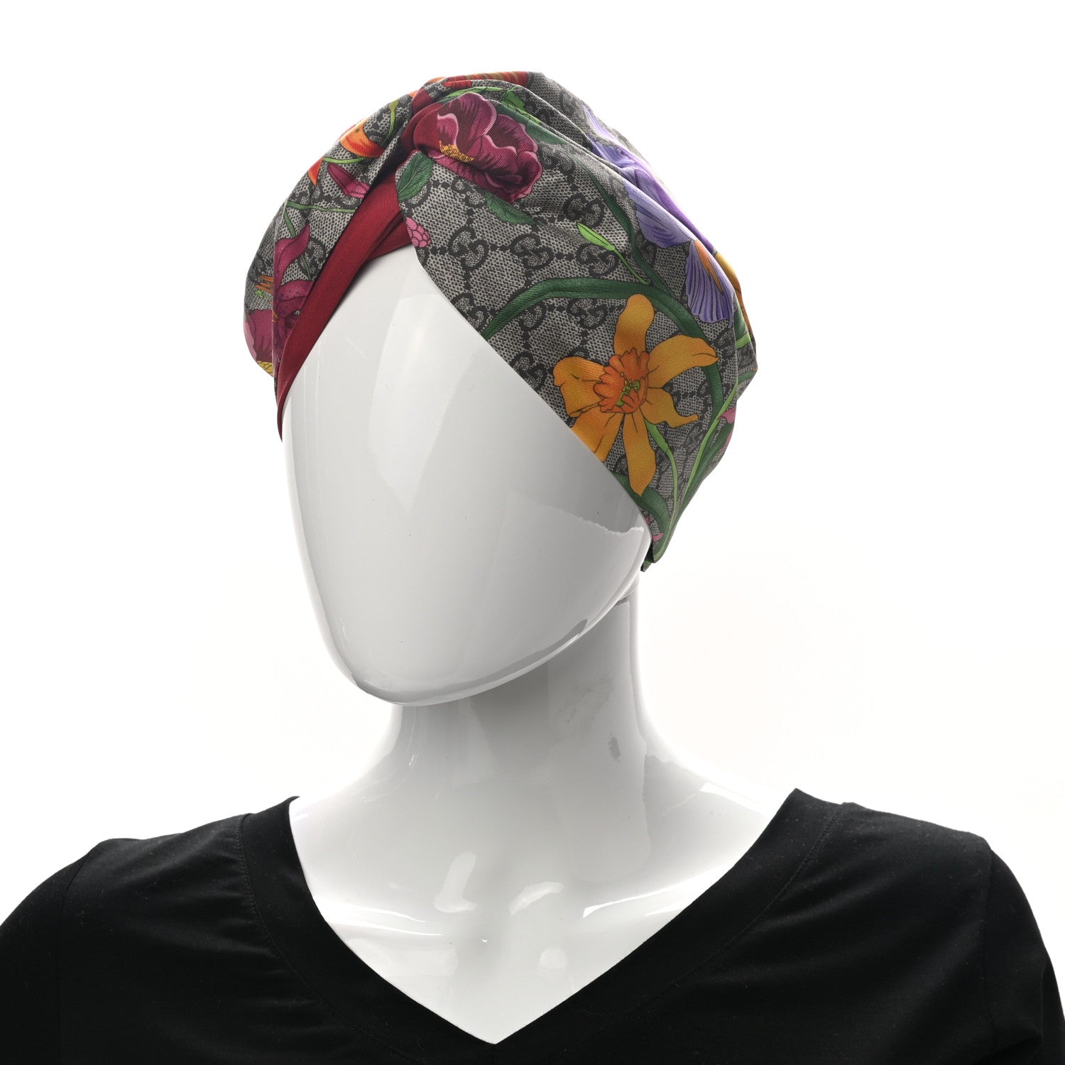 Gucci Silk Monogram Flora Print Headband M Red 2 of 6
