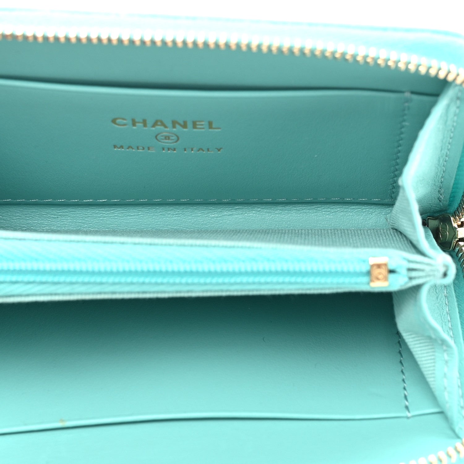 Chanel Caviar Quilted Zip Coin Purse Turquoise 5 of 12