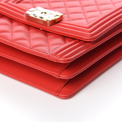 Chanel Calfskin Quilted North South Boy Flap Red 9 of 10