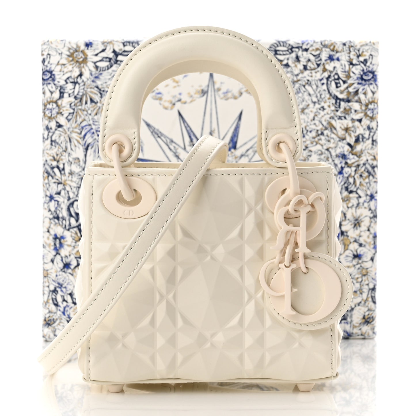 Calfskin Cannage Diamond Micro Lady Dior Latte