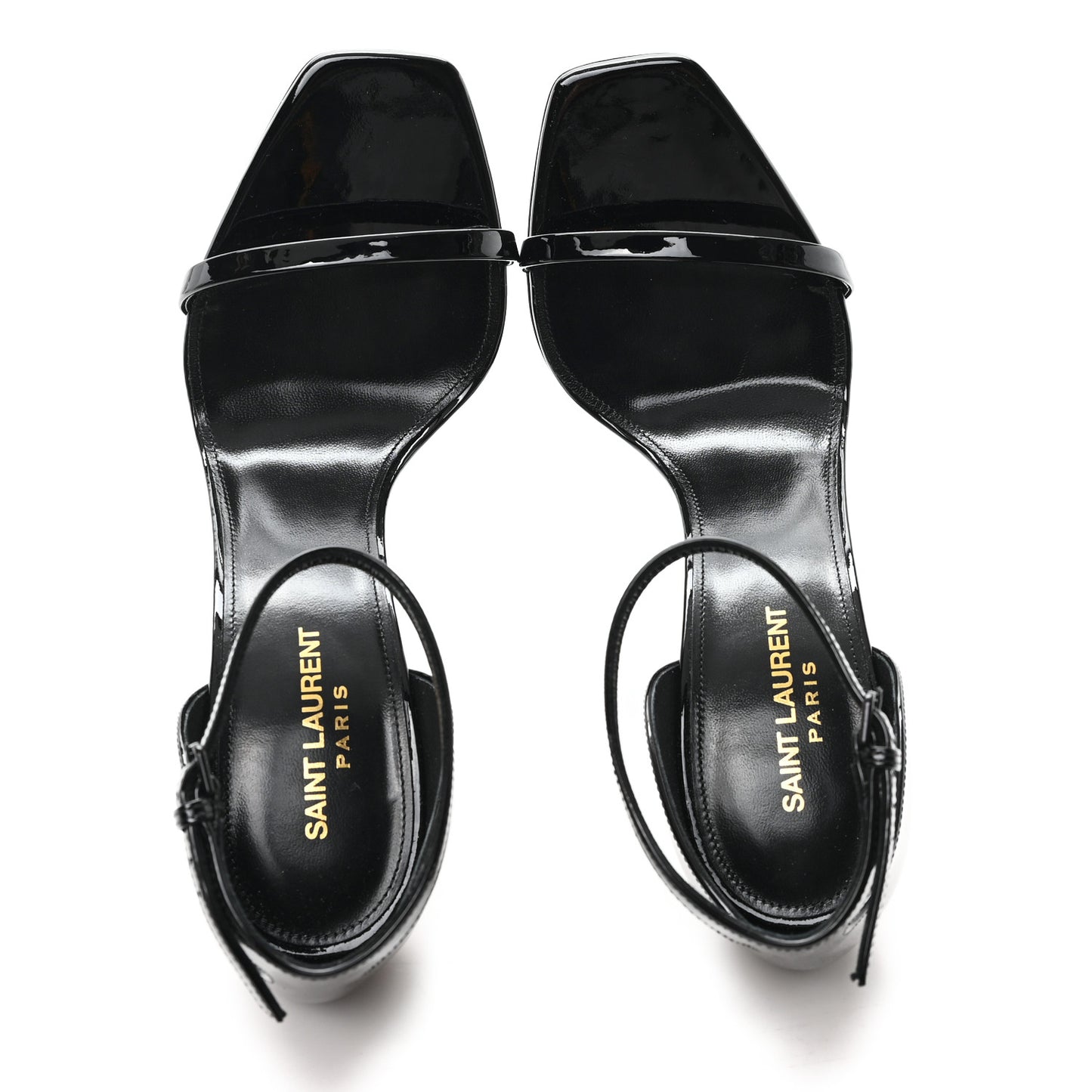 Patent Calfskin Opyum 110 Sandals 40.5 Black Gold