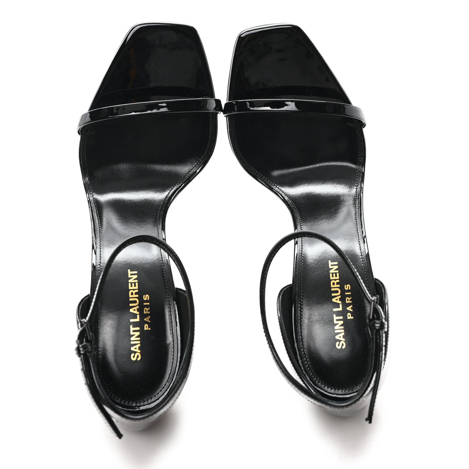 Saint Laurent Patent Calfskin Opyum 110 Sandals 40.5 Black Gold 2 of 10