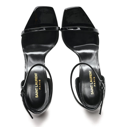 Saint Laurent Patent Calfskin Opyum 110 Sandals 40.5 Black Gold 2 of 10