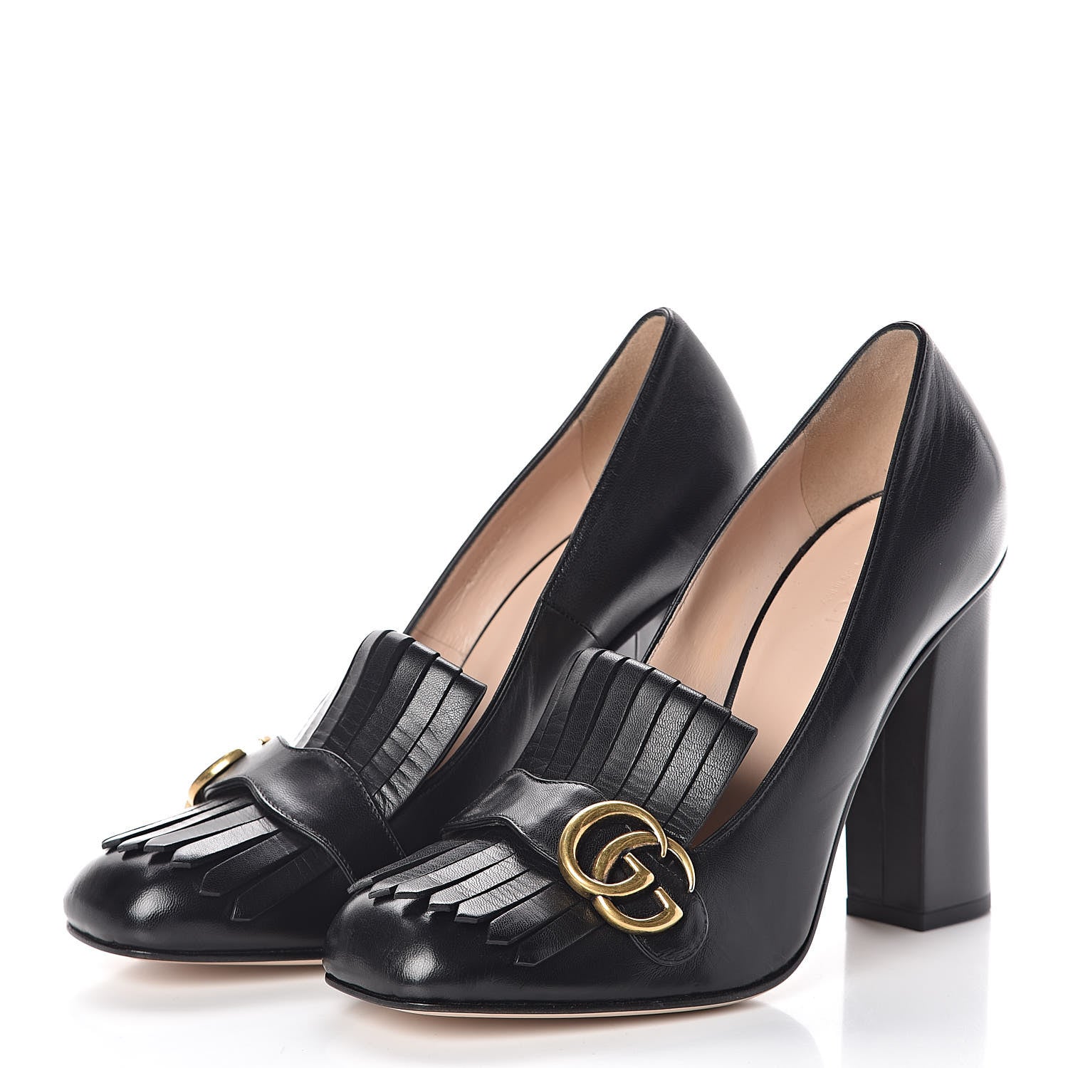 Gucci Malaga Kid GG Marmont Fringe 105mm Loafer Pumps 41 Black 3 of 8