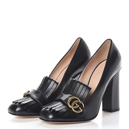 Gucci Malaga Kid GG Marmont Fringe 105mm Loafer Pumps 41 Black 3 of 8