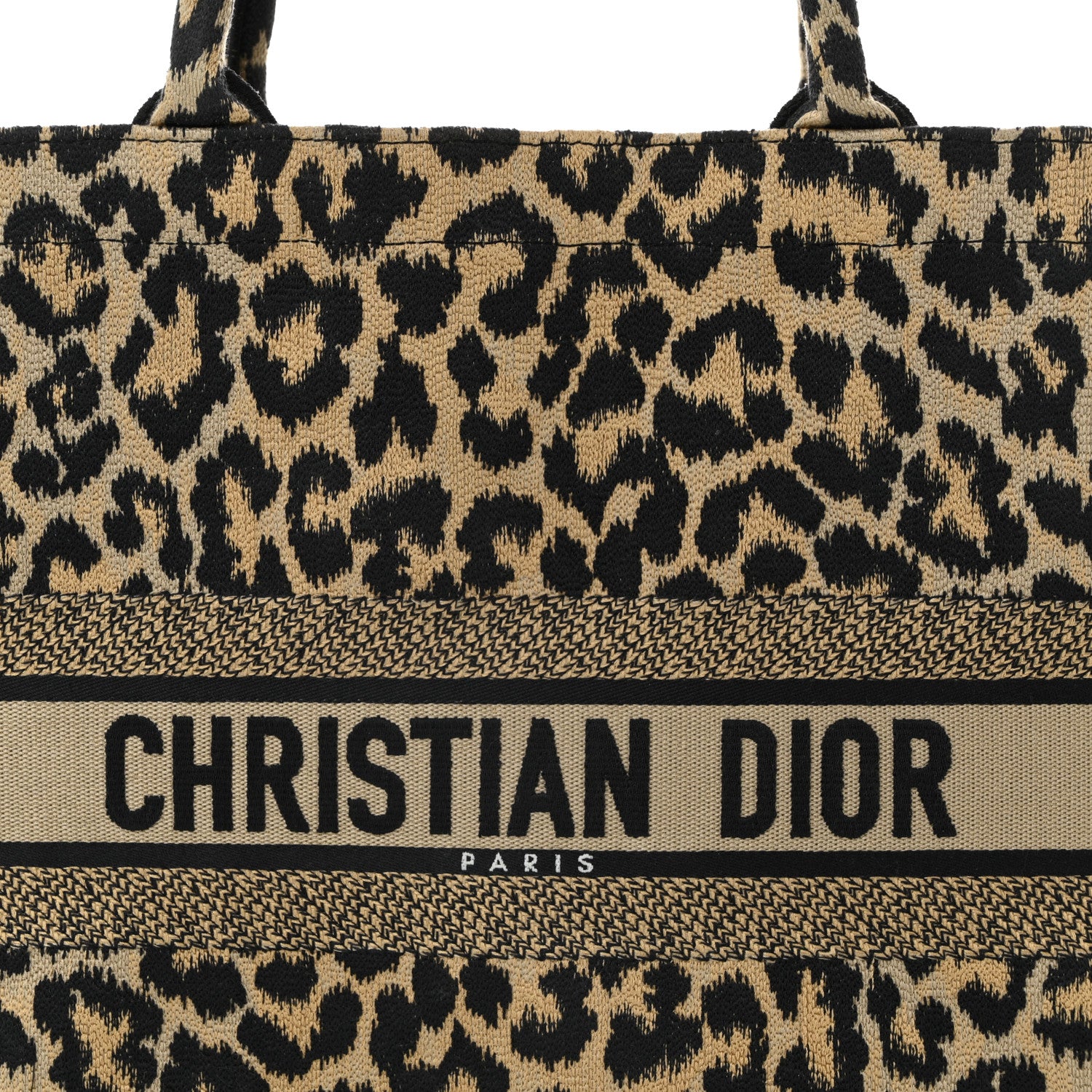 Christian Dior Canvas Mizza Embroidered Large Leopard Book Tote Beige 7 of 9