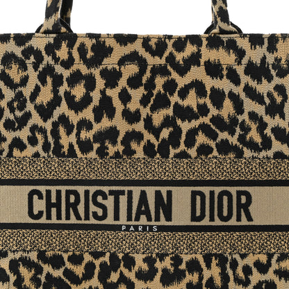 Christian Dior Canvas Mizza Embroidered Large Leopard Book Tote Beige 7 of 9