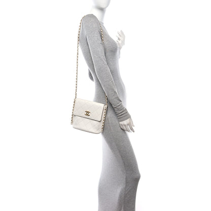 Chanel Calfskin Quilted Chain Small Hobo Bag White 3 of 11
